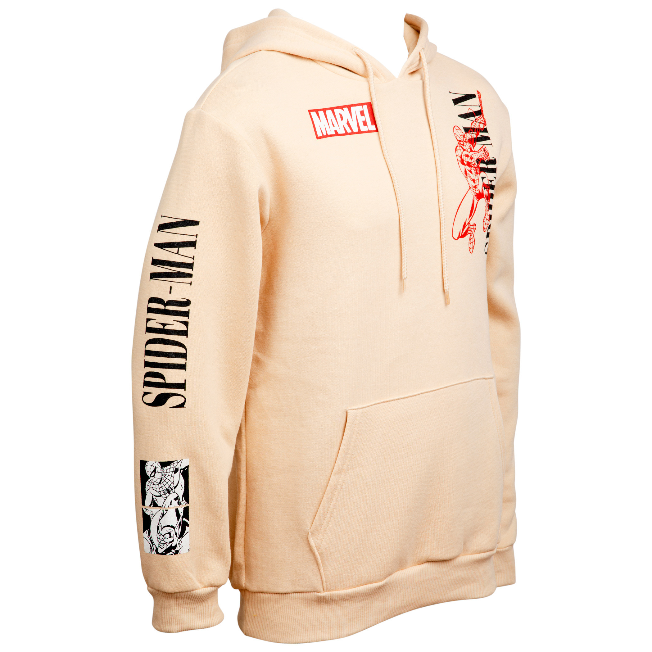Spider-Man Character And Text Hoodie With Back And Sleeve Print